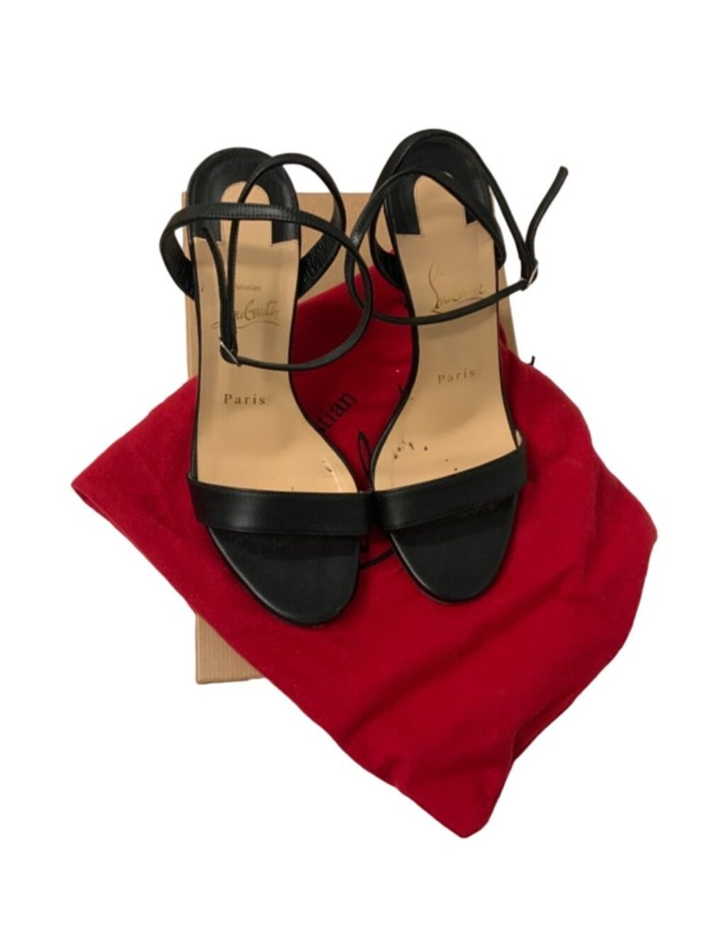 Christian Louboutin Black Loubigirl Ankle-Strap Red Sole Sandals